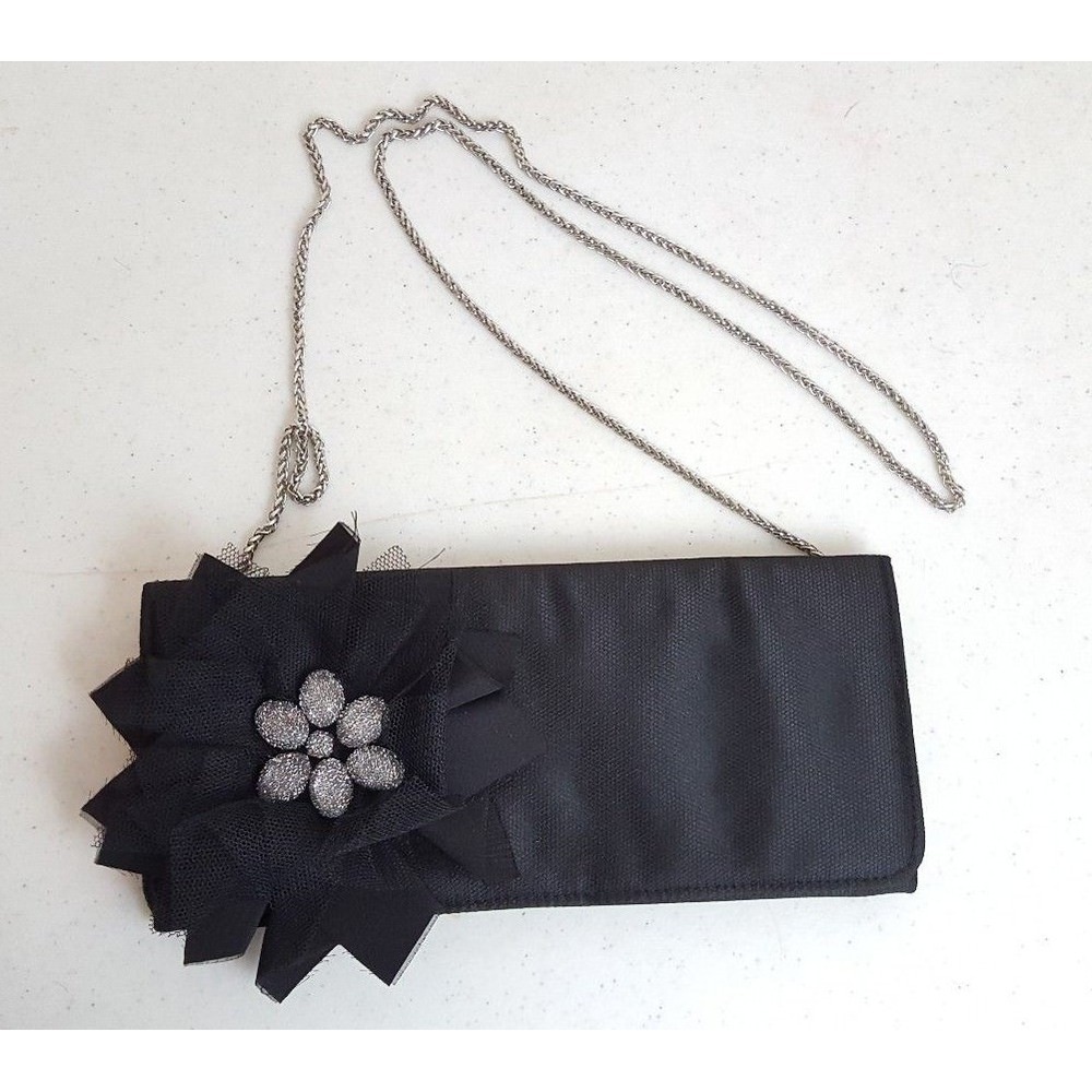 Nina New York Black Clutch Handbag Evening Bag